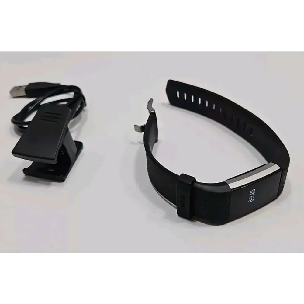Fitbit Charge 2 Activity Tracker - Silver Black Band With Charger F30